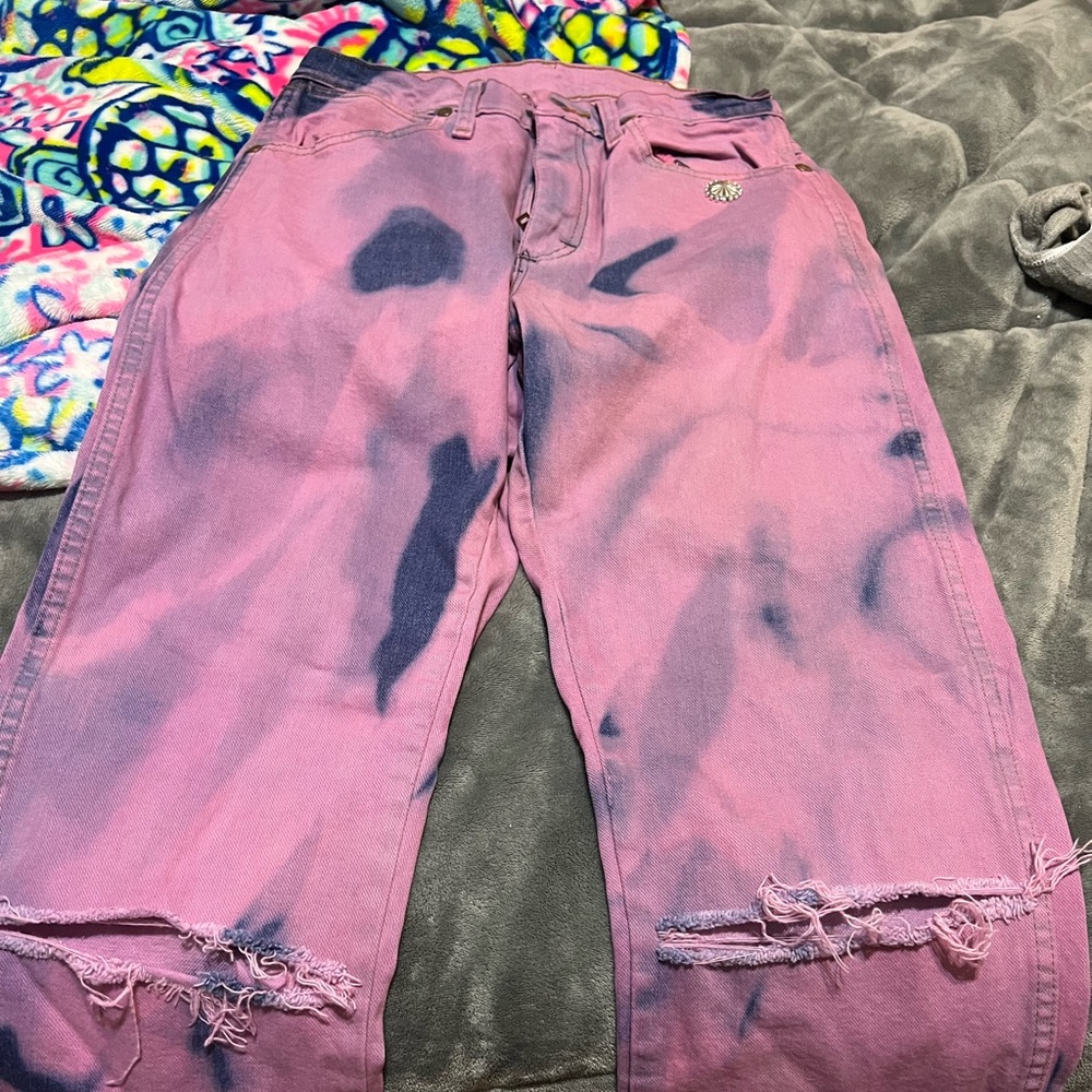 Wrangler Pink and Blue Straight Leg Jeans